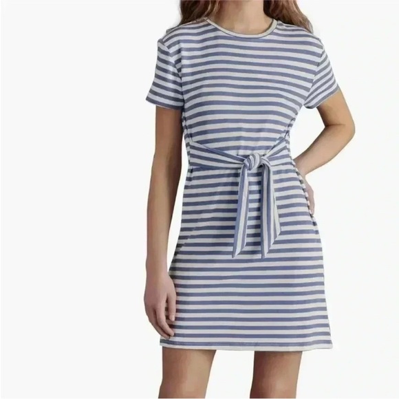 Steve Madden Striped Waist Tie Dress in Faded Ink Size Large NWT - Picture 1 of 8